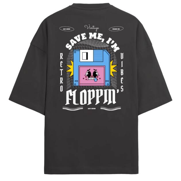 Floppy Disk Retro Graphic Terry Oversized Tee OVERSIZED T-SHIRT  240 GSM FRENCH TERRY OVERSIZED